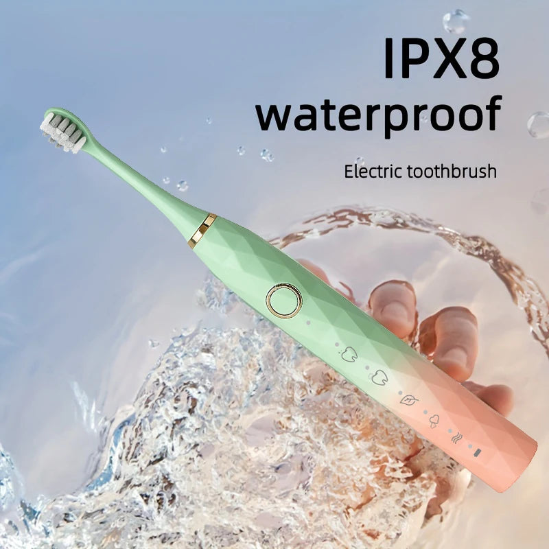 Electric Rotary Toothbrush With Timer USB Rechargeable 10 Heads Waterproof