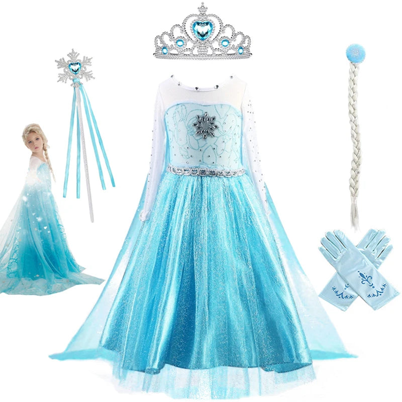 Piggy Dream Elsa Princess Dress Baby Girls Snow Queen Cosplay