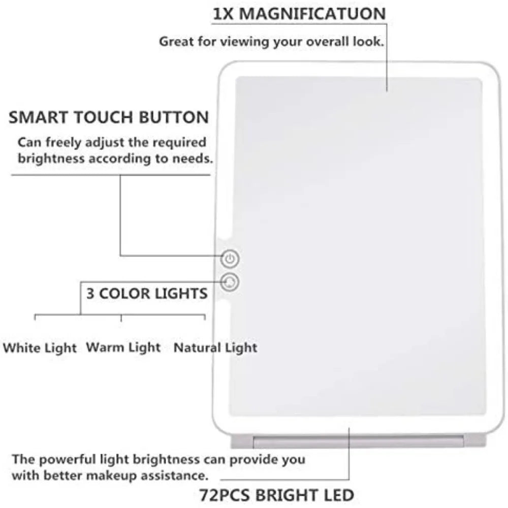 Hign-concerned Folding Lighted Makeup Mirror with 72 LEDs USB Rechargeable