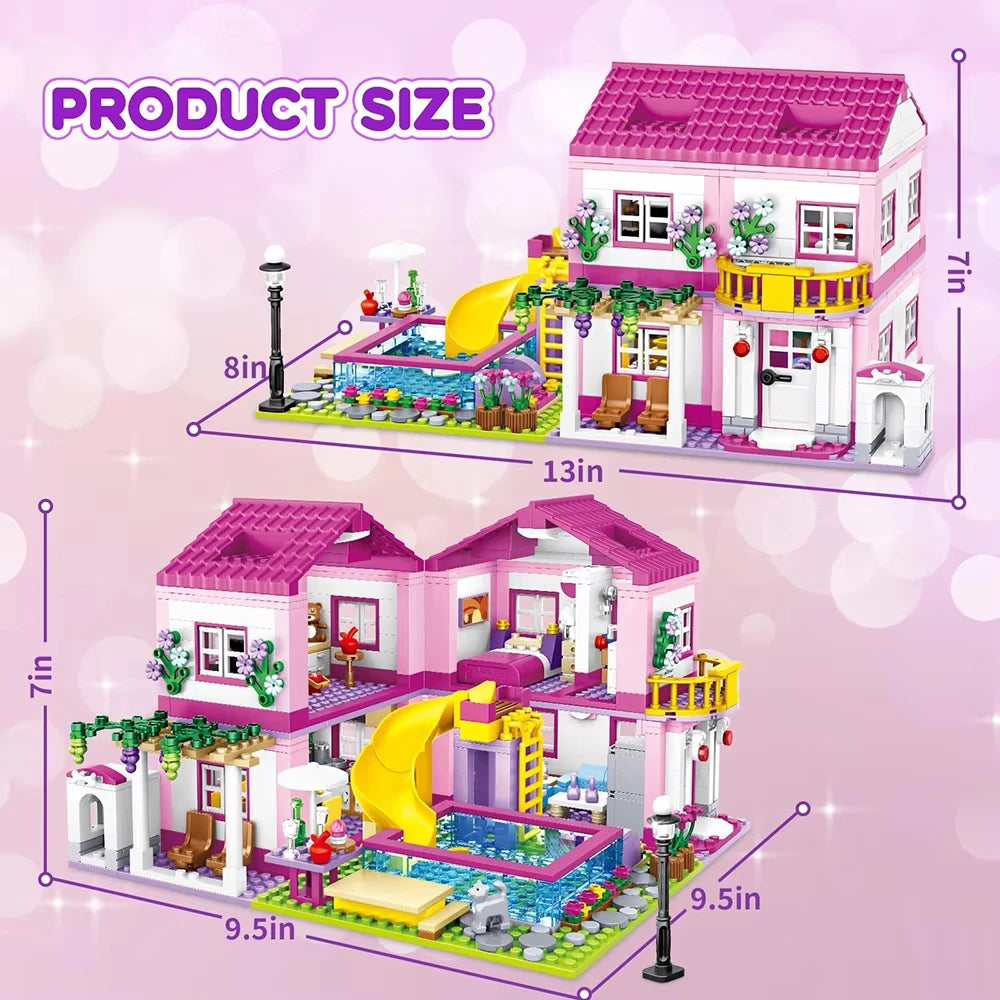 Hign-concerned City Street View Villa Building Blocks Set