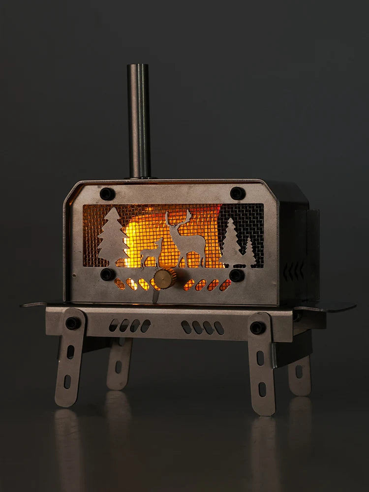 Outdoor Firewood Stove With Chimney Stainless Steel Camping Wood Stove