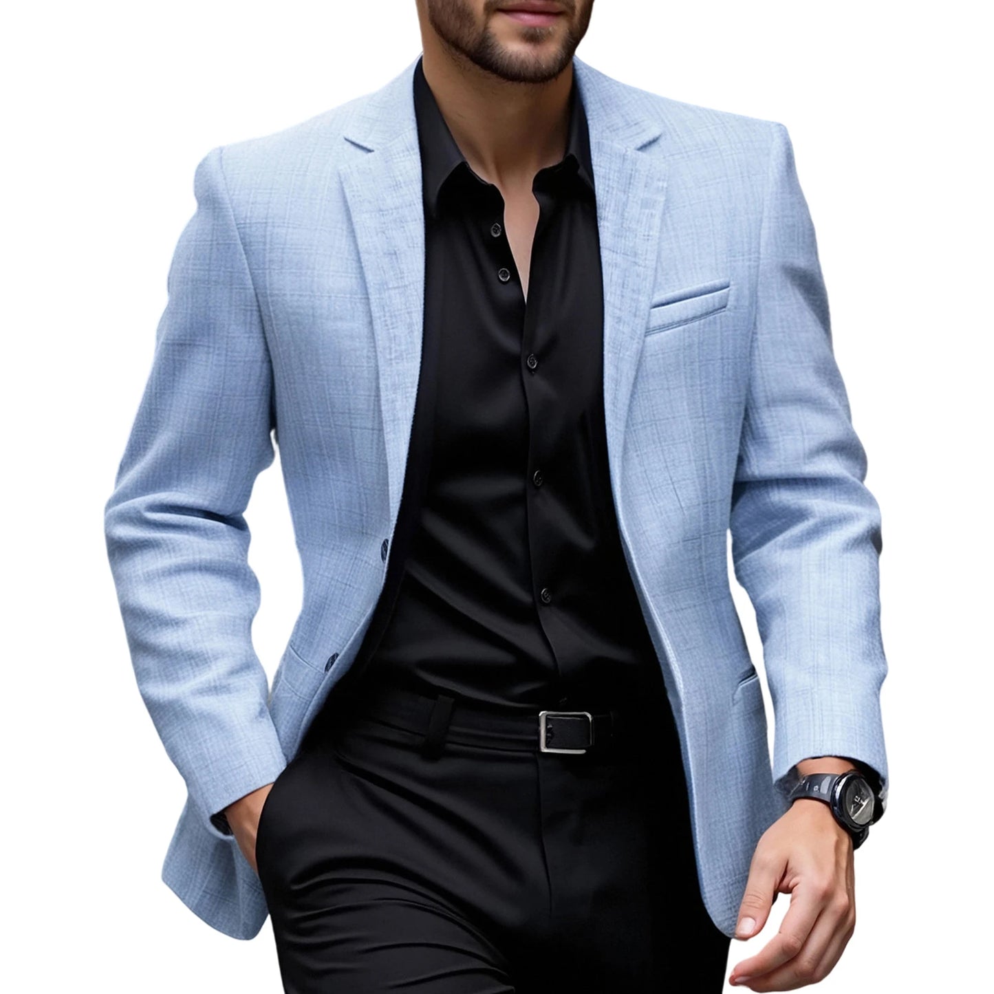Men's Fit Casual Blazer With Notched Lapel Button Closure