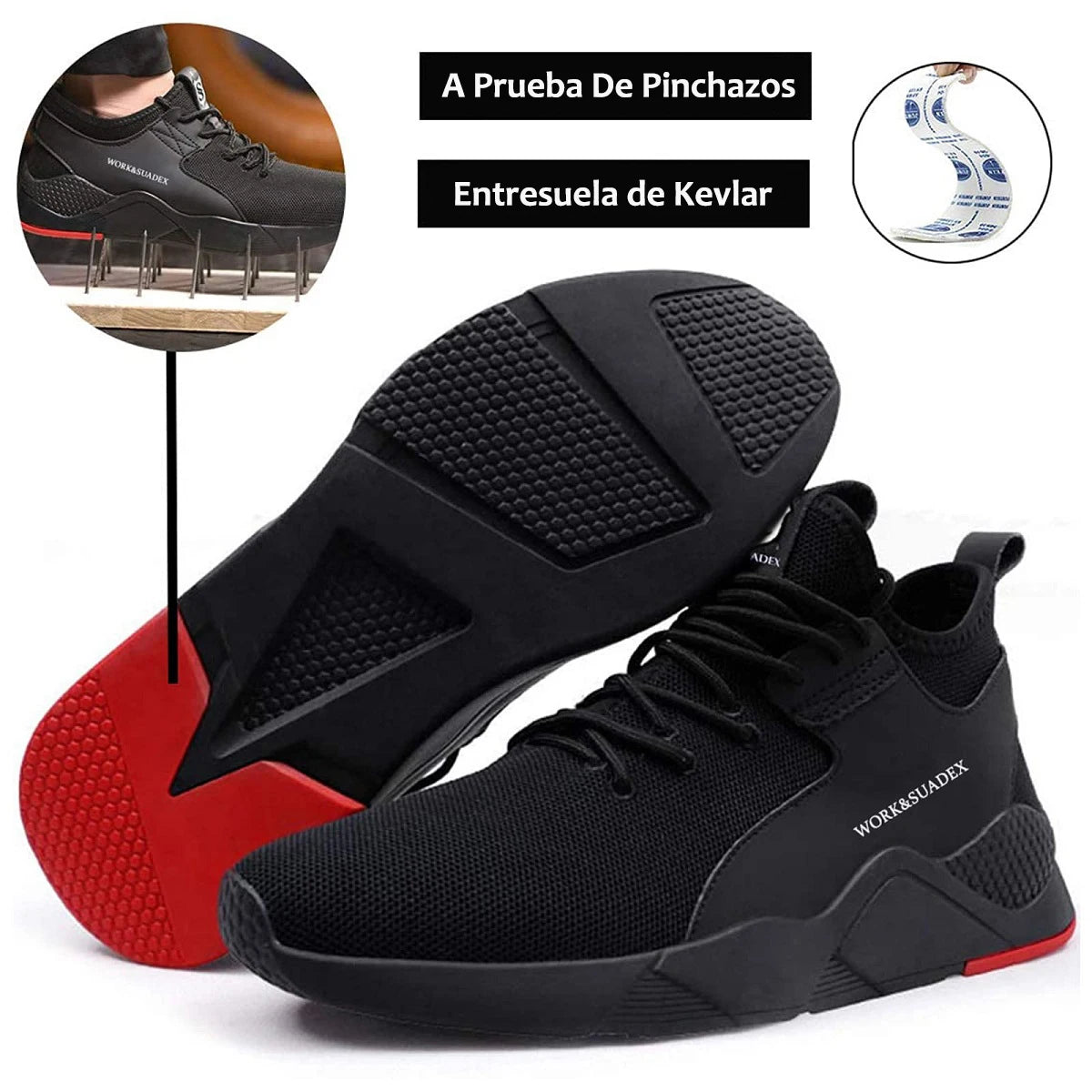 SUADEX Men Work Safety Shoes Steel Toe Cap Boots Durable
