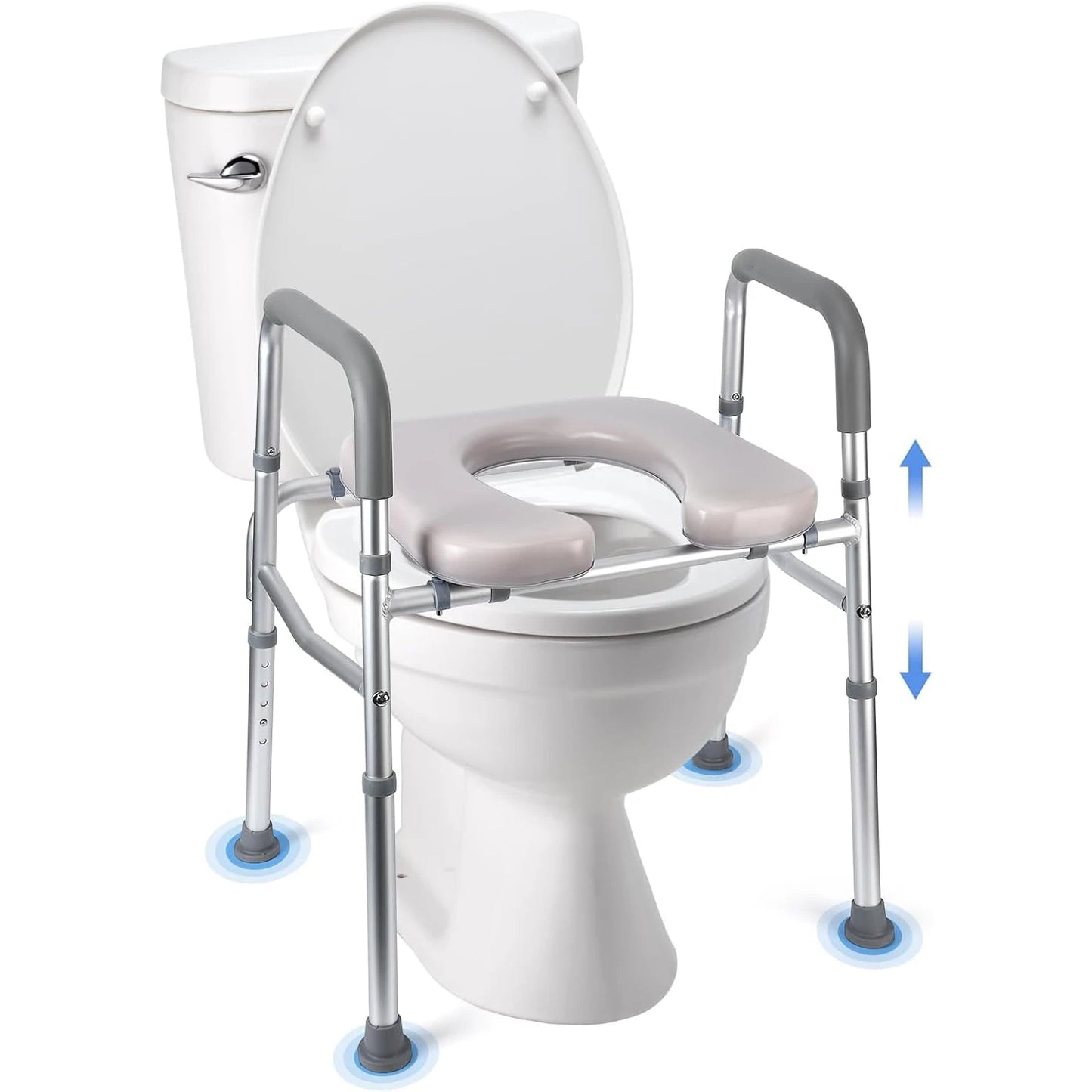 Raised Toilet Seat With Standalone Commode Frame For Elderly