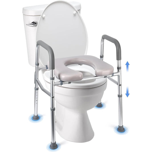 Raised Toilet Seat With Standalone Commode Frame For Elderly