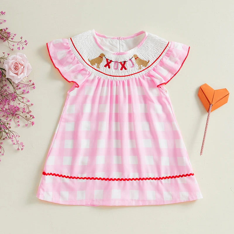 Toddler Girl Sleeveless Plaid Floral Print A Line Dress