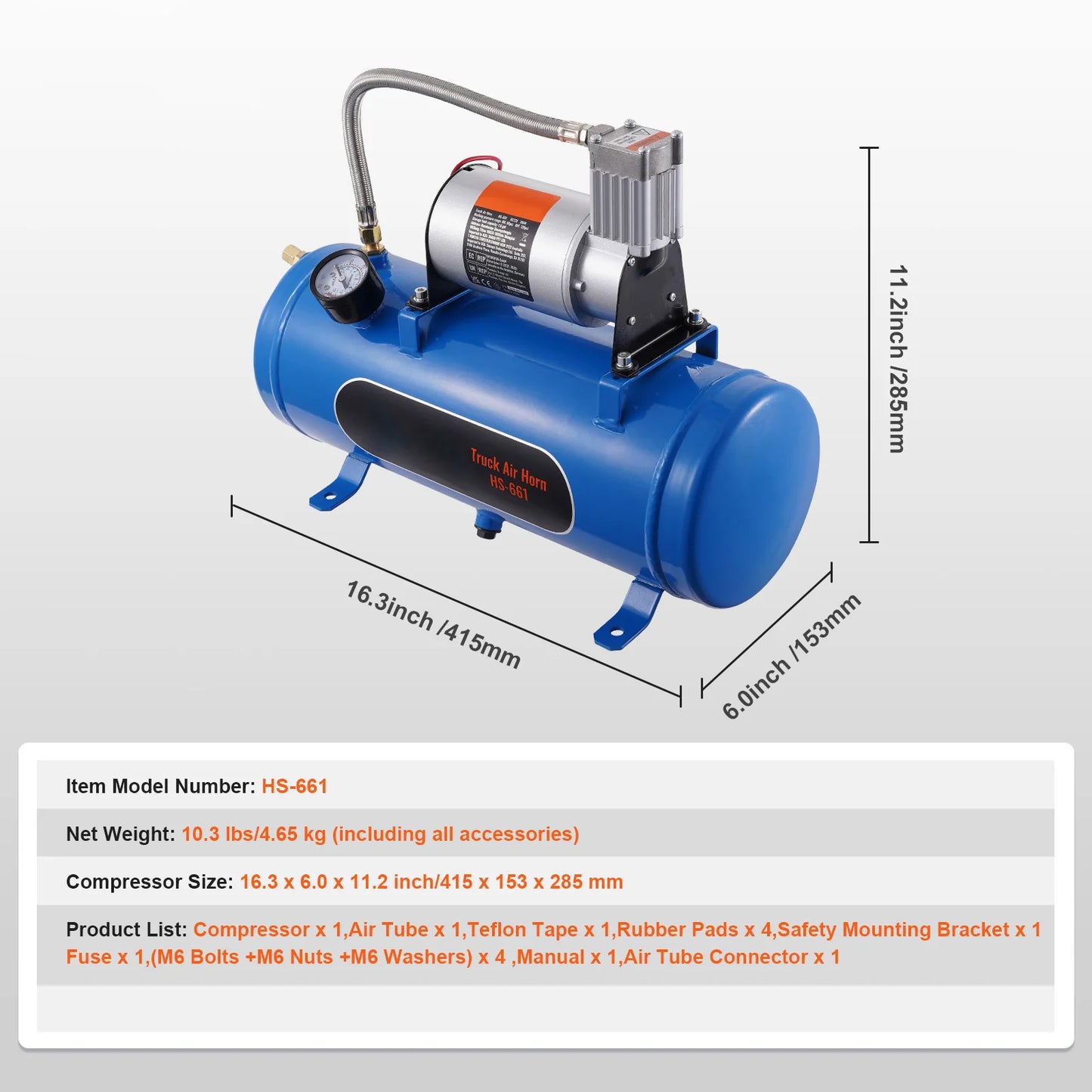 SucceBuy 12V Air Compressor With Tank For Train Horn And Tires