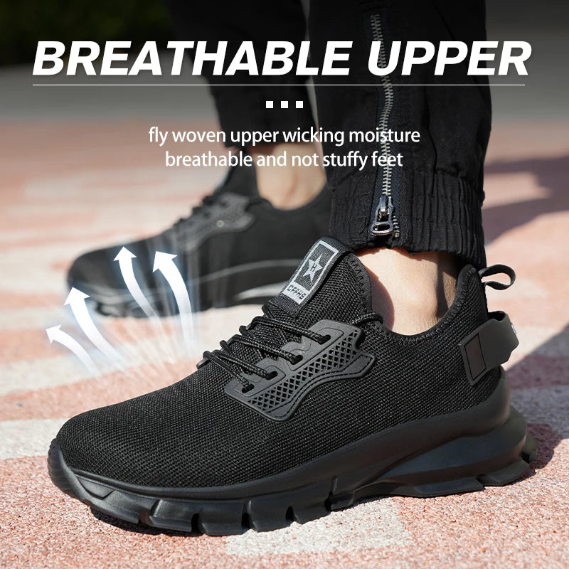Mens Safety Shoes With Metal Toe Cap Breathable Fabric Upper