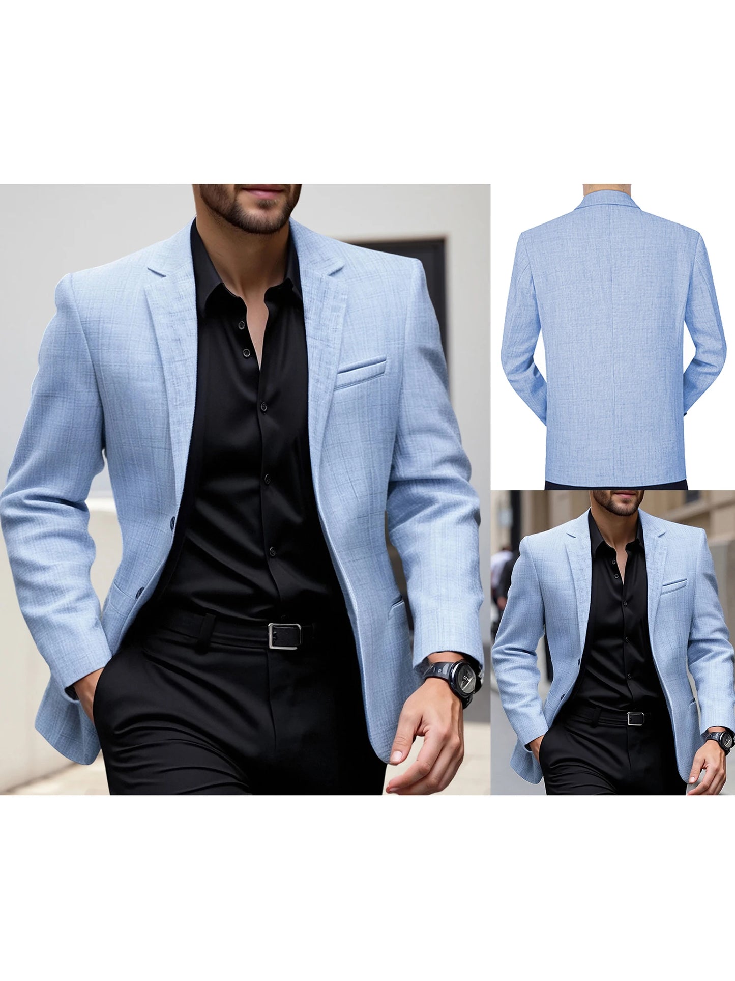 Men's Fit Casual Blazer With Notched Lapel Button Closure