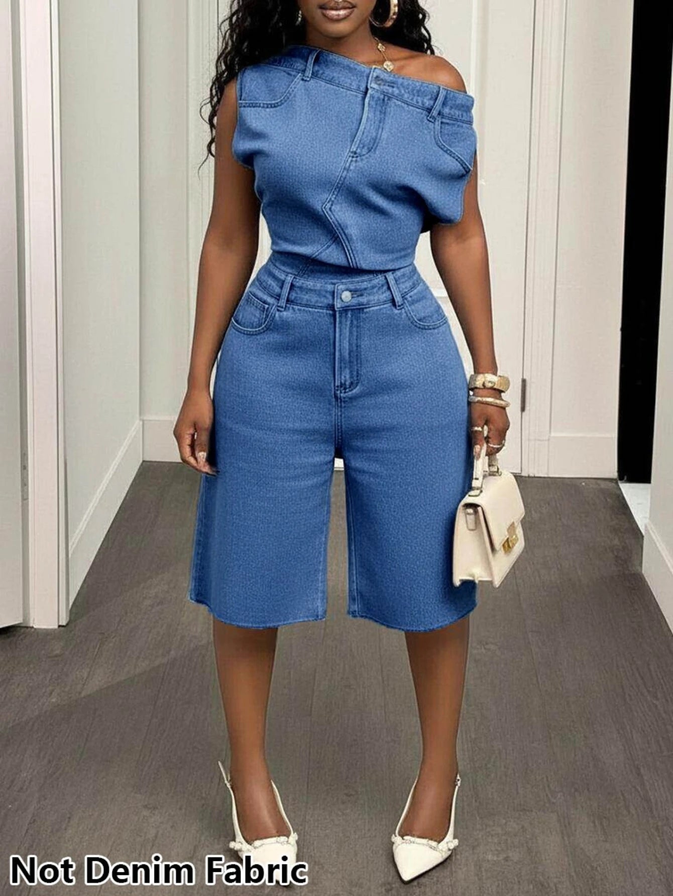 Women's Off Shoulder Top And Matching Shorts Casual Streetwear Set