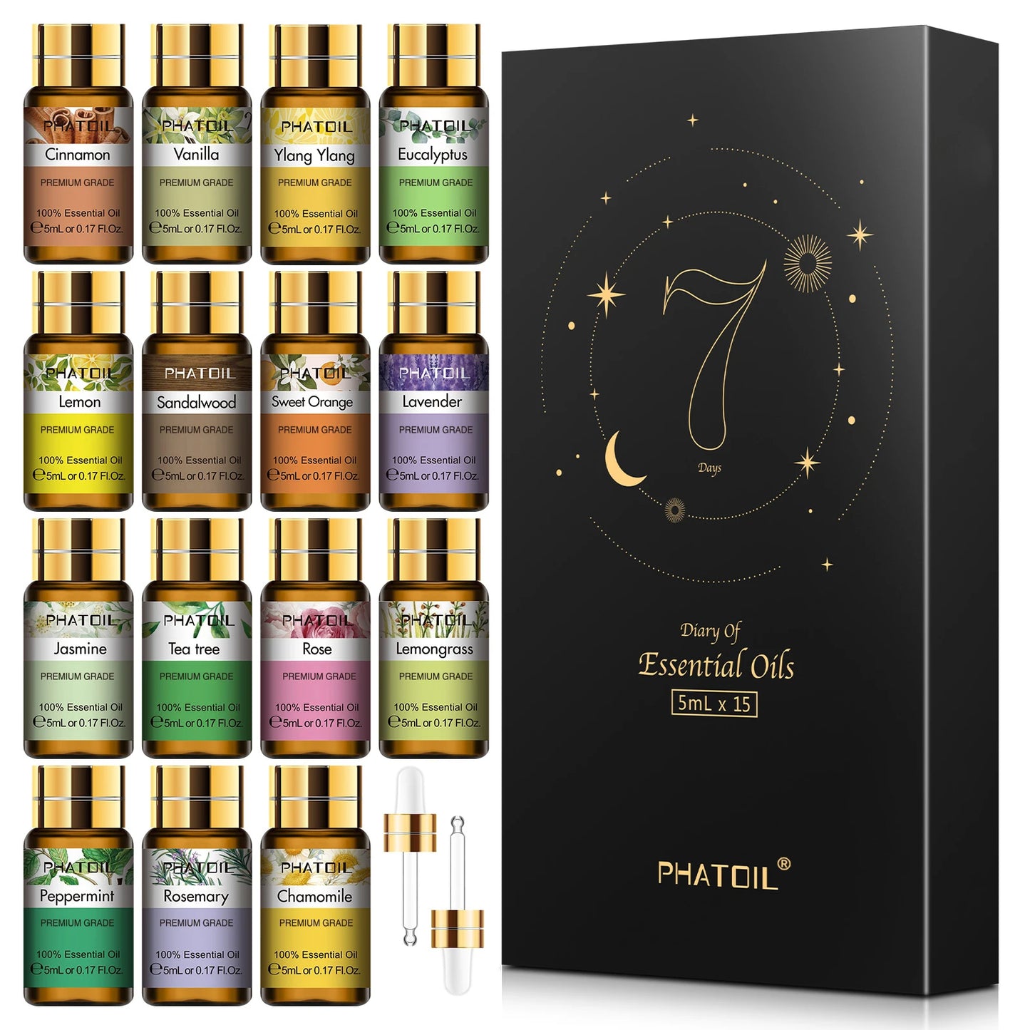 PHATOIL 15 Piece Essential Oils Gift Set Pure Plant Aromas
