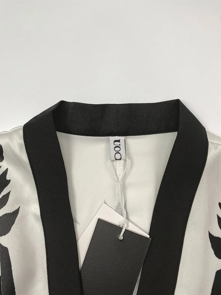 OSHOPLIVECN Women A-Line Dress V-Neck Floral Print Tie Waist