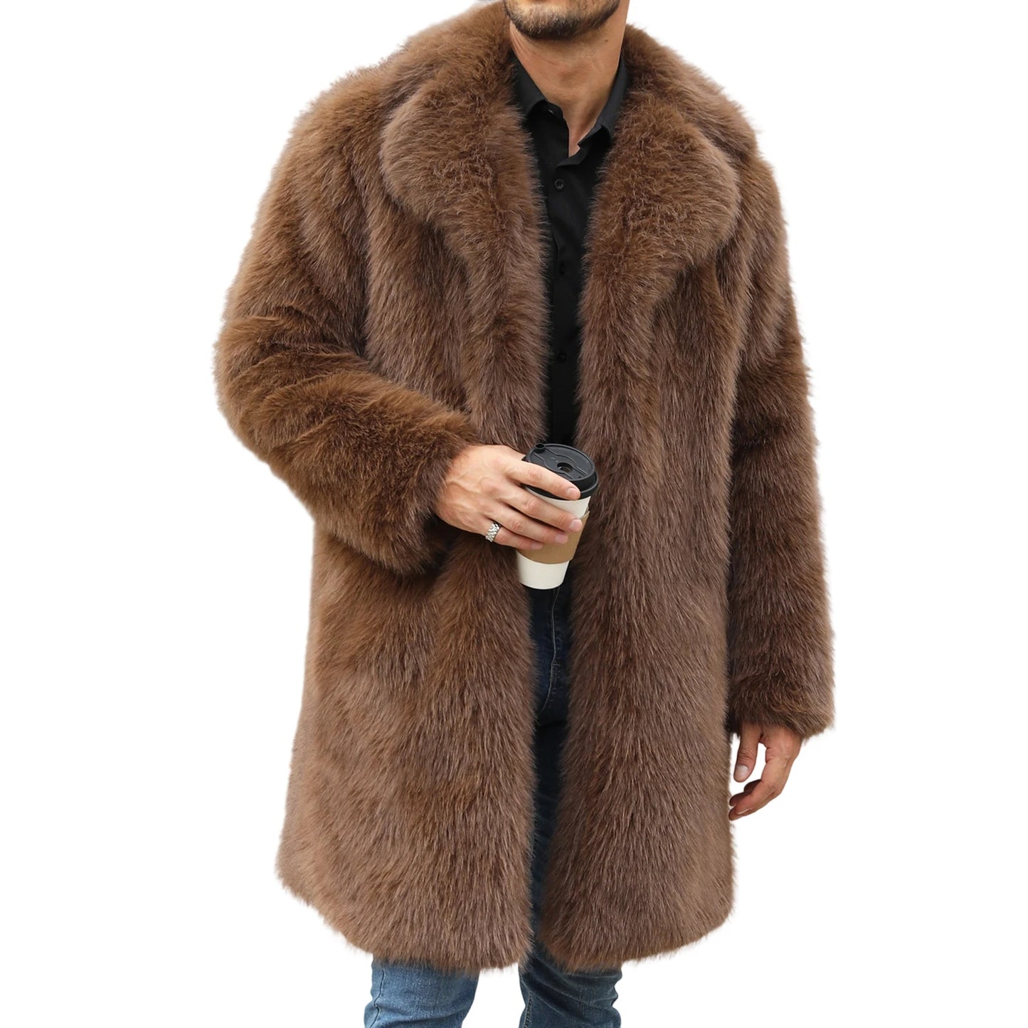 Guangdong Mens Faux Fur Coat Winter Warm Outwear Jacket