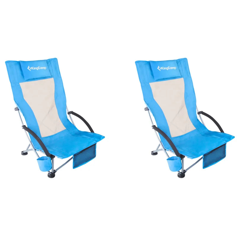KingCamp High Back Beach Chair With Padded Armrests Cup Holder