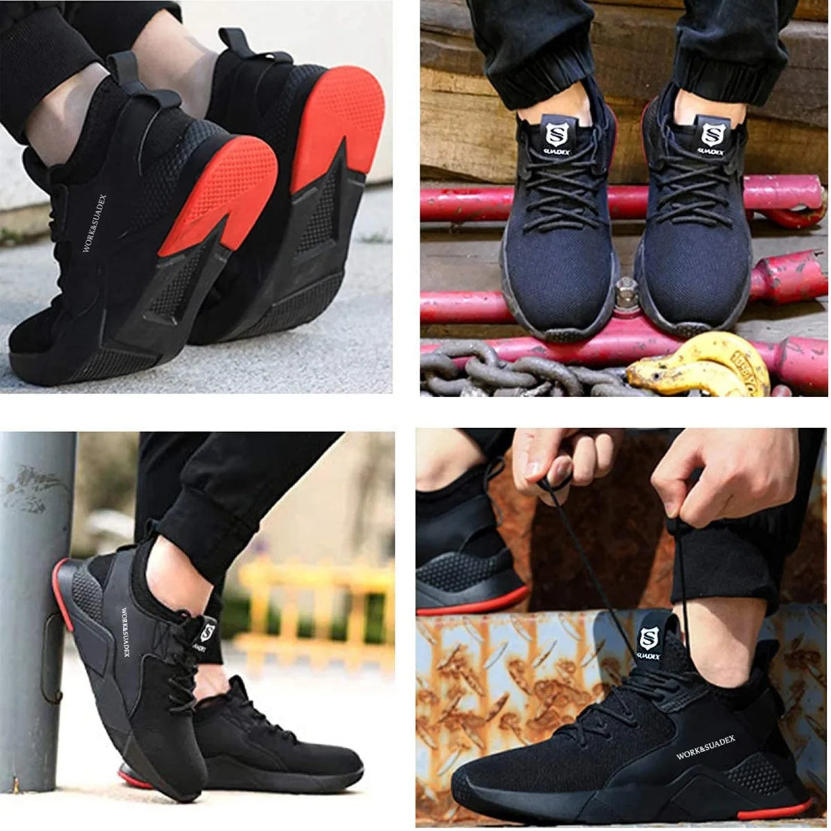 SUADEX Men Work Safety Shoes Steel Toe Cap Boots Durable