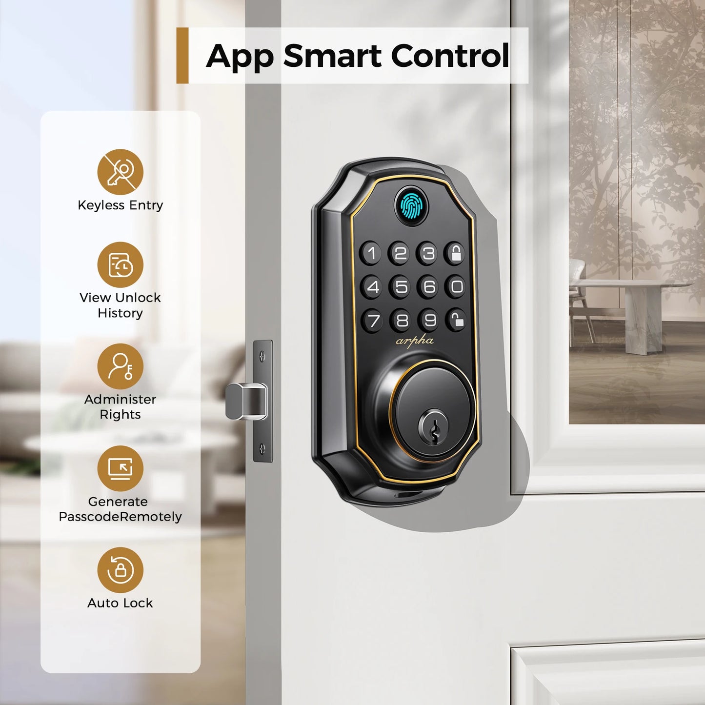 Arpha D280 Keyless Entry Door Lock 5 In 1 Smart Fingerprint Deadbolt