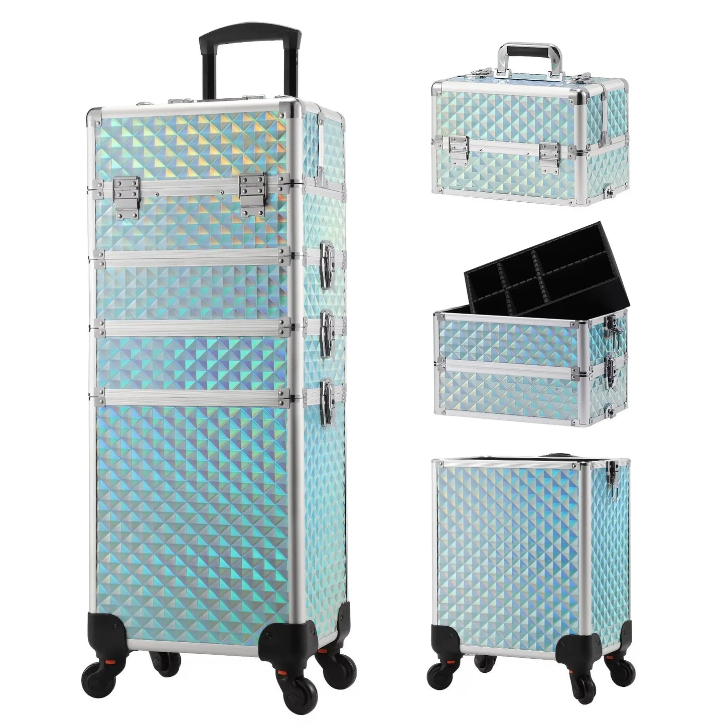 Maxulene Makeup Trolley Case 4 In 1 Detachable Alloy On Wheels