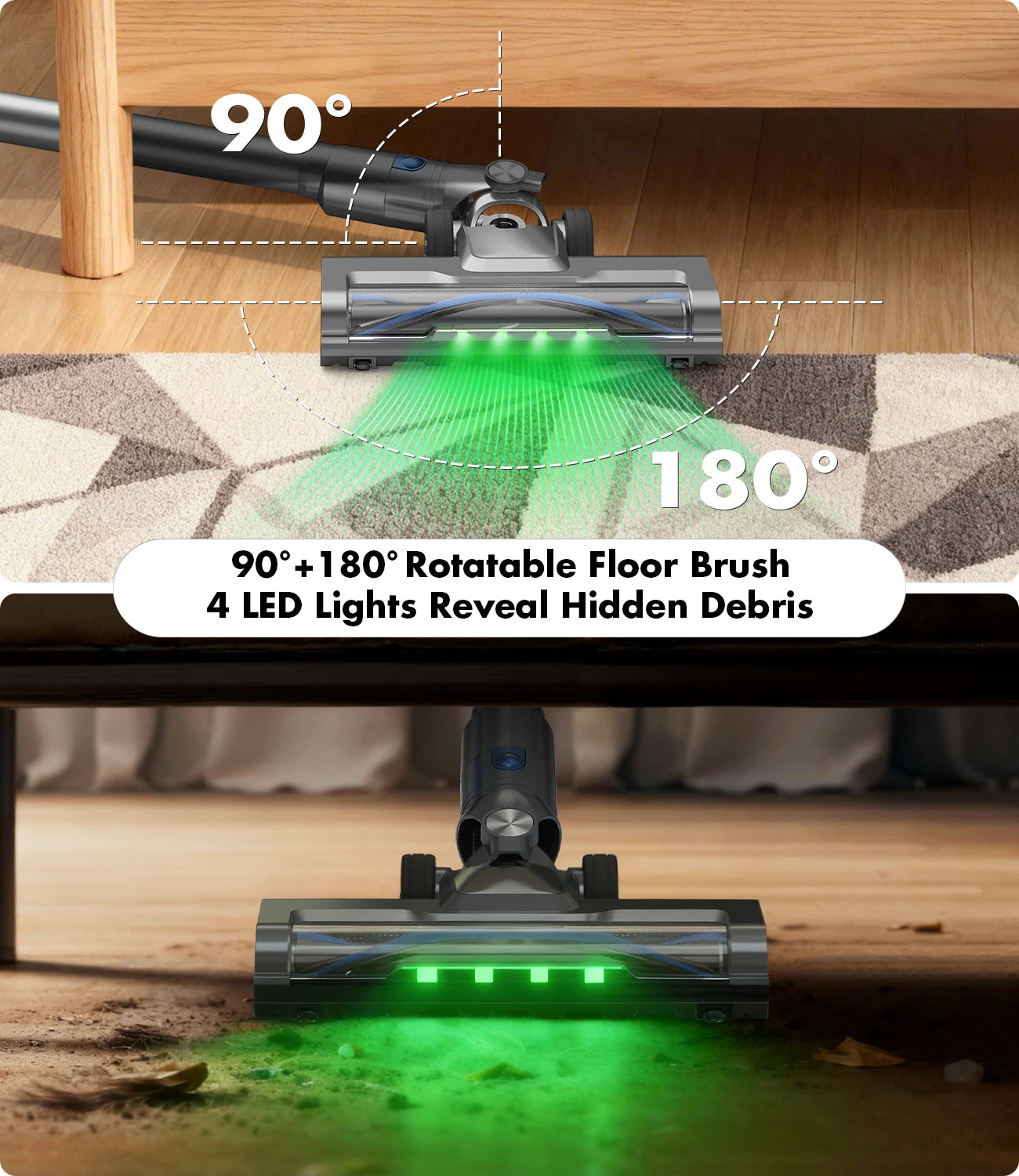 OMESER 807C Cordless Vacuum Cleaner, 50KPa Ultra Lightweight Stick LED Display Vacuum, for Carpet, Hard Floor, Car, Pet Hair