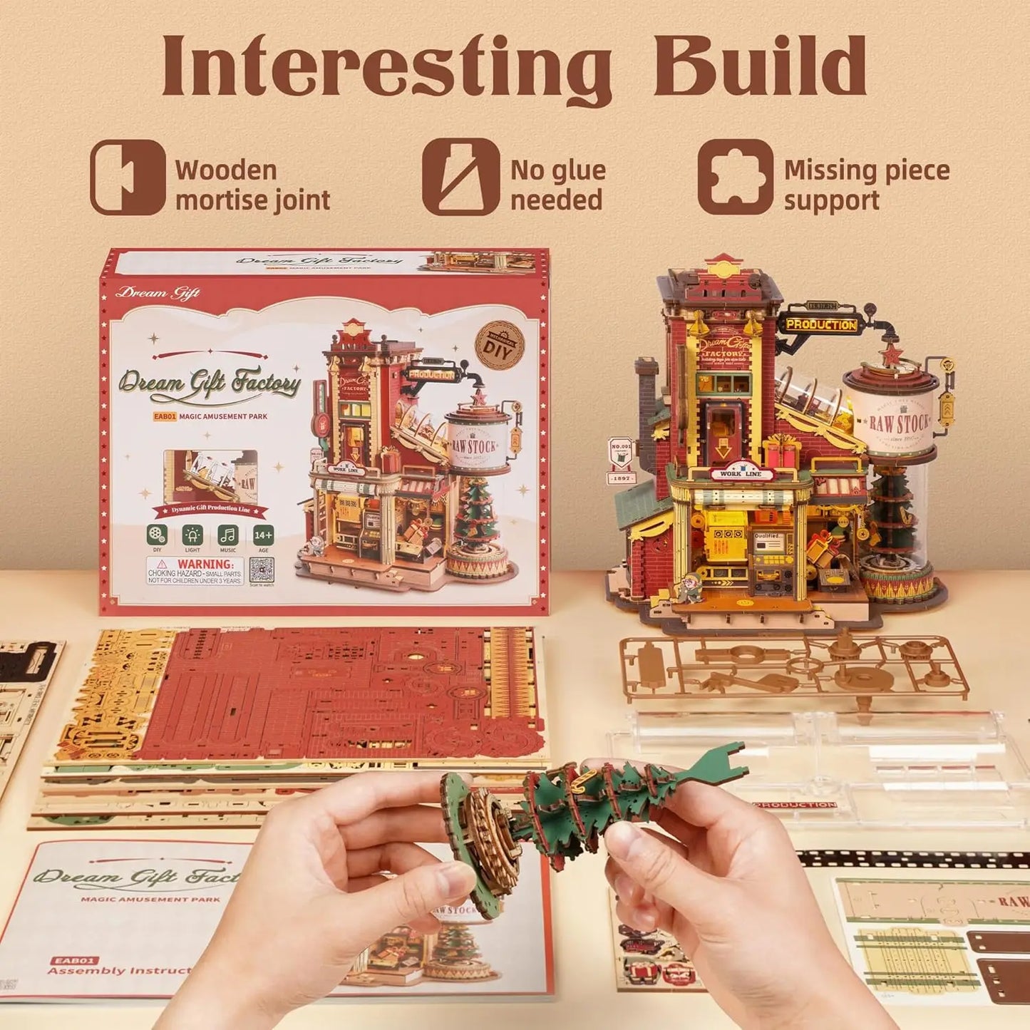 Robotime Dream Gift Factory Wooden Music Box 3D Puzzle Kit