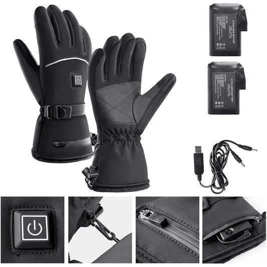 VKTECH Motorcycle Heated Gloves Waterproof Touchscreen With 3 Gear Heating