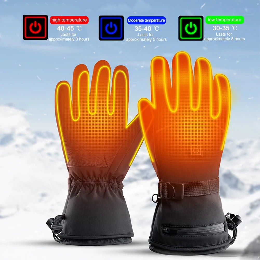 VKTECH Motorcycle Heated Gloves Waterproof Touchscreen With 3 Gear Heating