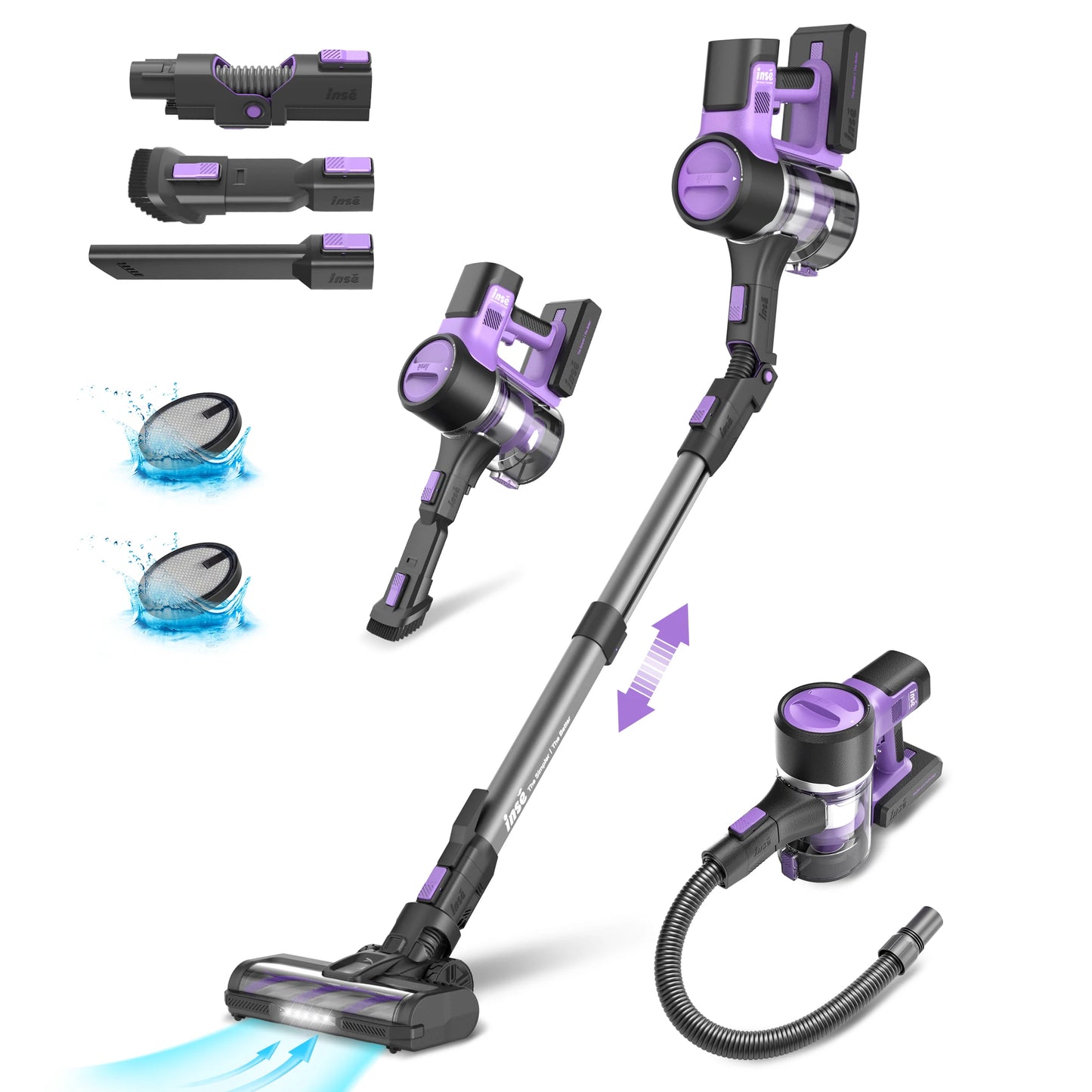 S10/S10X/S10P 45Kpa Powerful Suction Cordless Vacuum Cleaner, 1.2L Dust Box, 2 Batteries for Floor,Carpet&Pet Hair