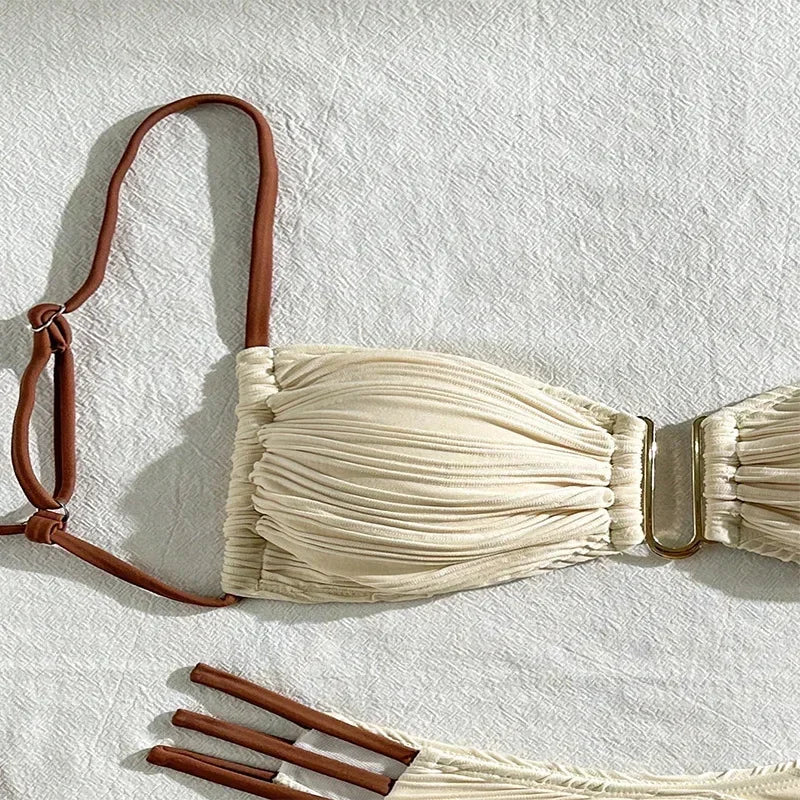 YIYUEQIANLI Women's Push Up Bikini Set Solid Swimwear for Beach