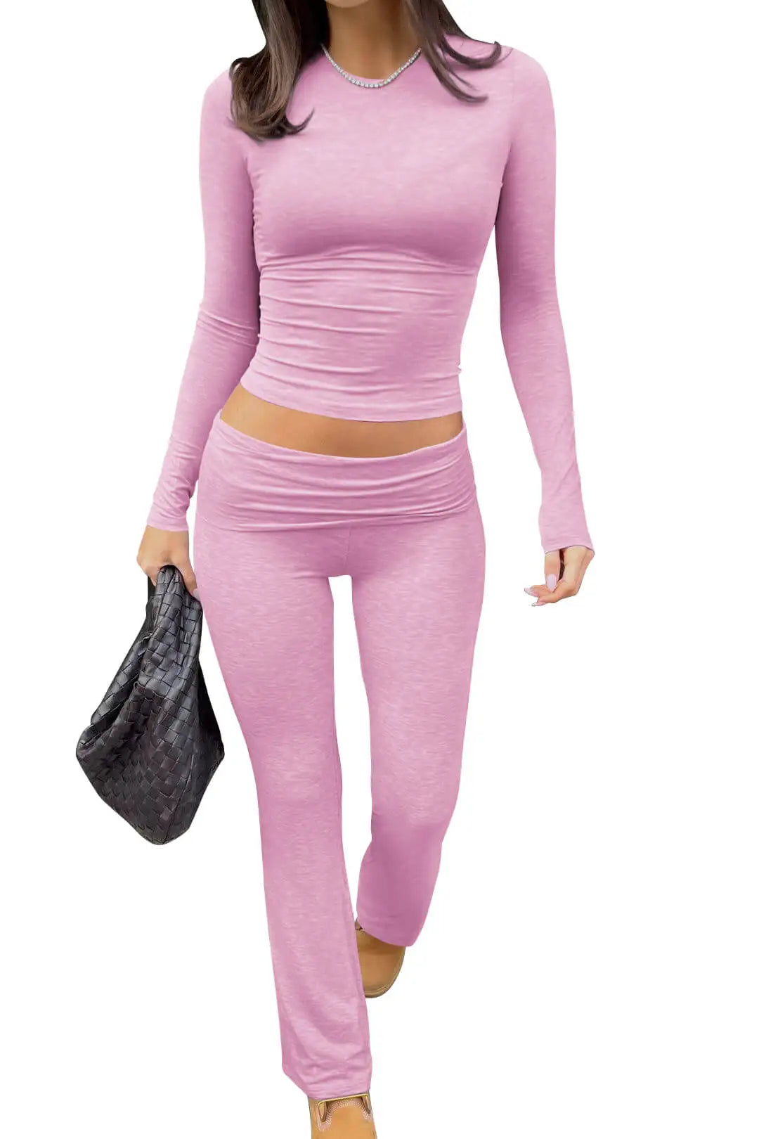 Women's Yoga Two-Piece Set Long Sleeve Wide Leg Activewear
