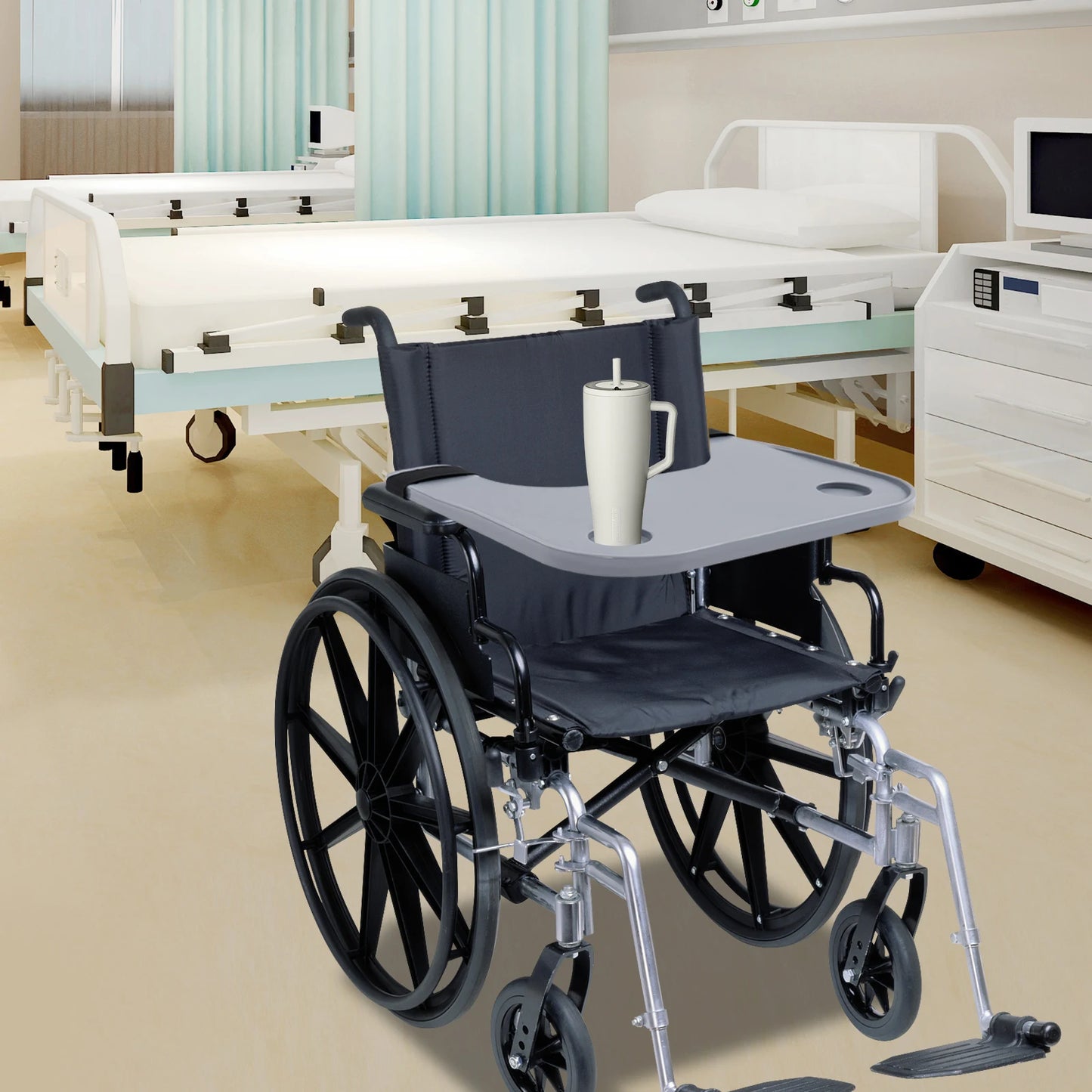 Detachable Wheelchair Tray Table With Cup Holder For Eating