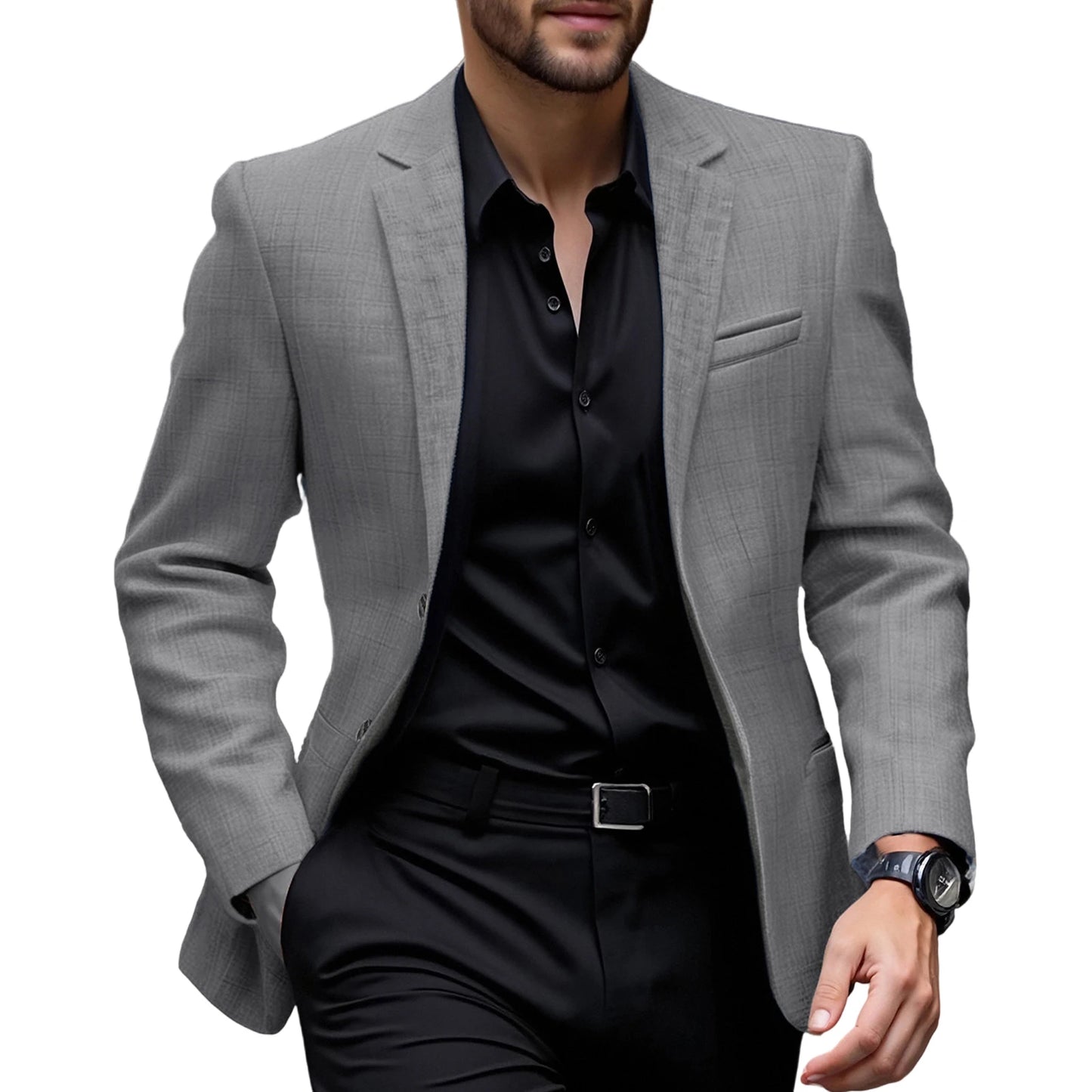 Men's Fit Casual Blazer With Notched Lapel Button Closure