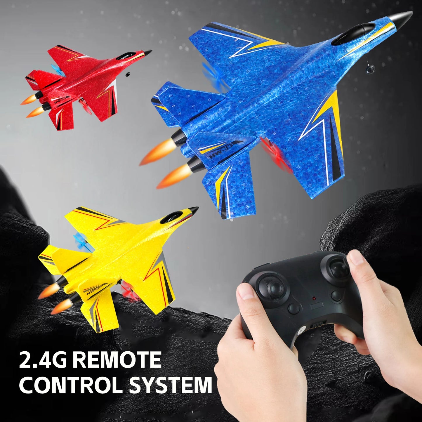 HW33 RC Fighter Jet Toy Fixed Wing Plane With 6 Axis Gyro
