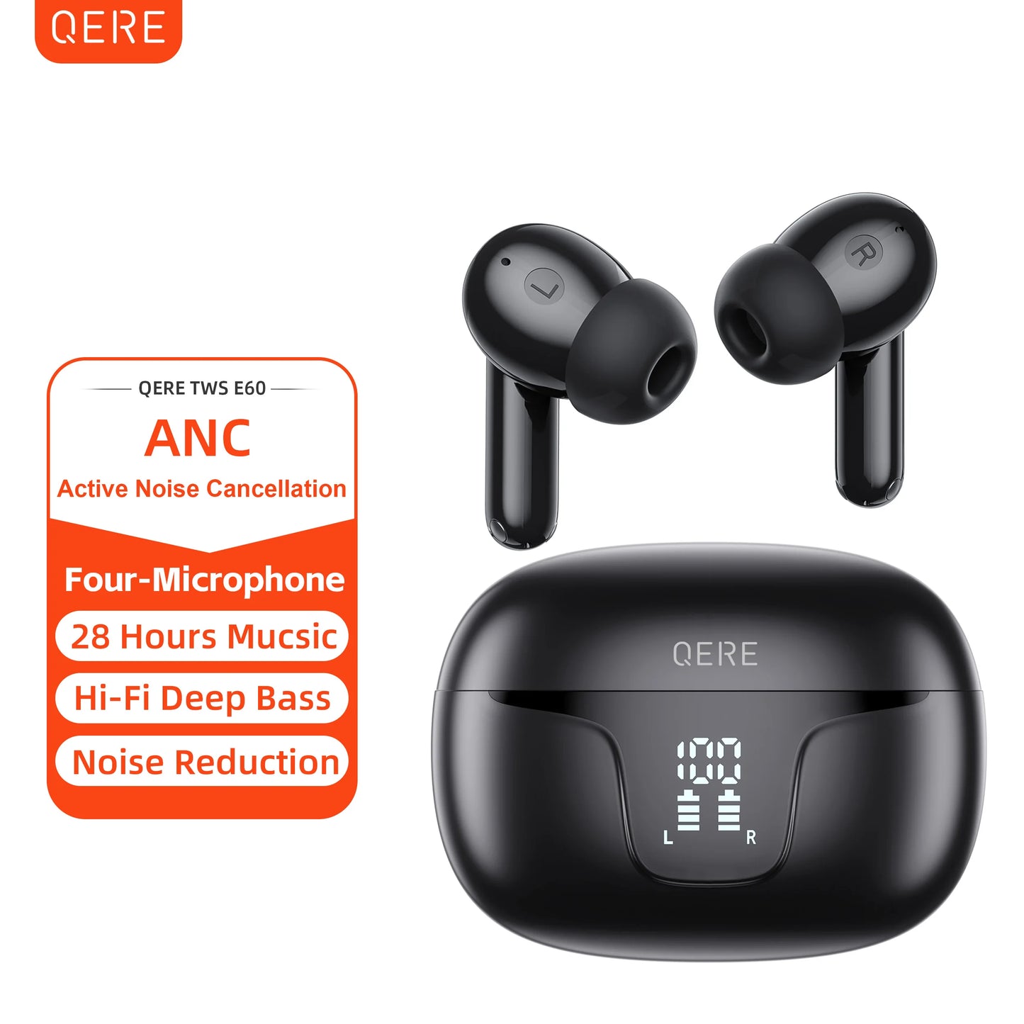 QERE Wireless Earbuds TWS 5.3 Bluetooth ANC Noise Cancellation