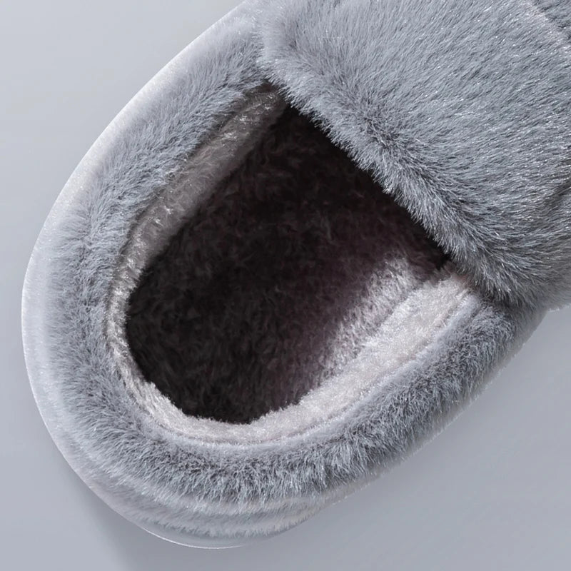 Men's Winter Plush Slippers Non Slip Warm Indoor Cotton Home Shoes