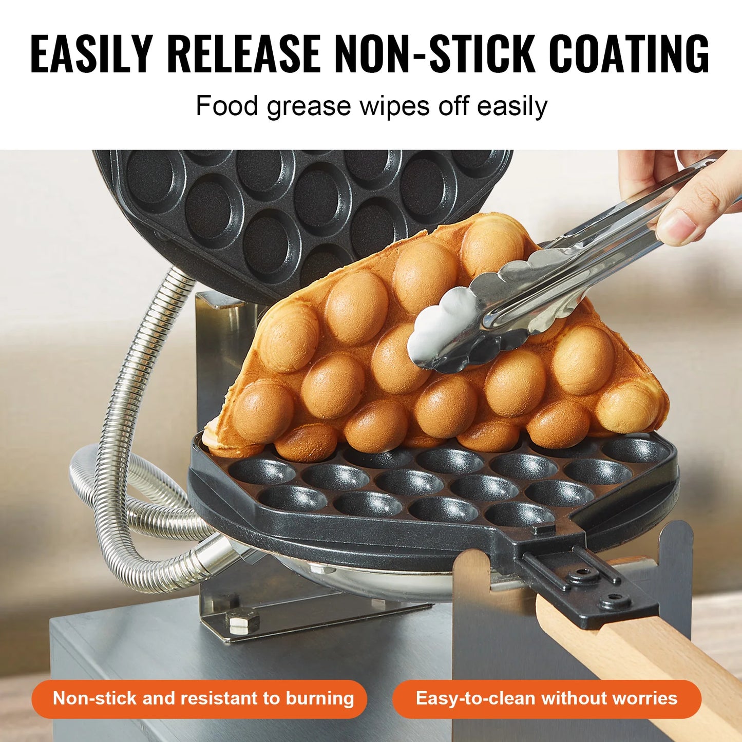 SucceBuy Commercial Egg Bubble Waffle Maker 1400W Nonstick Stainless Steel
