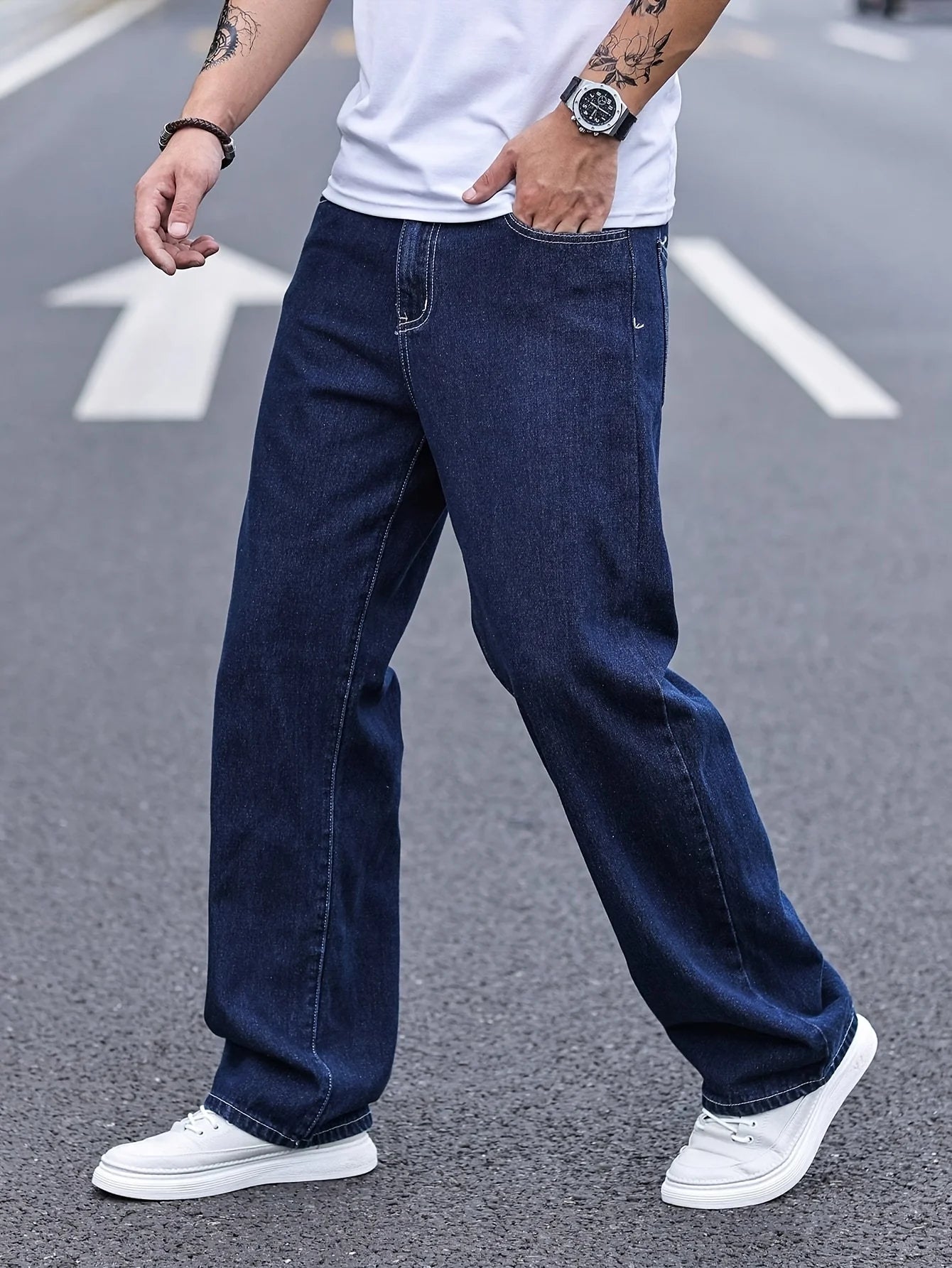 Men's Loose Cargo Jeans Hip Hop Style For Casual Wear
