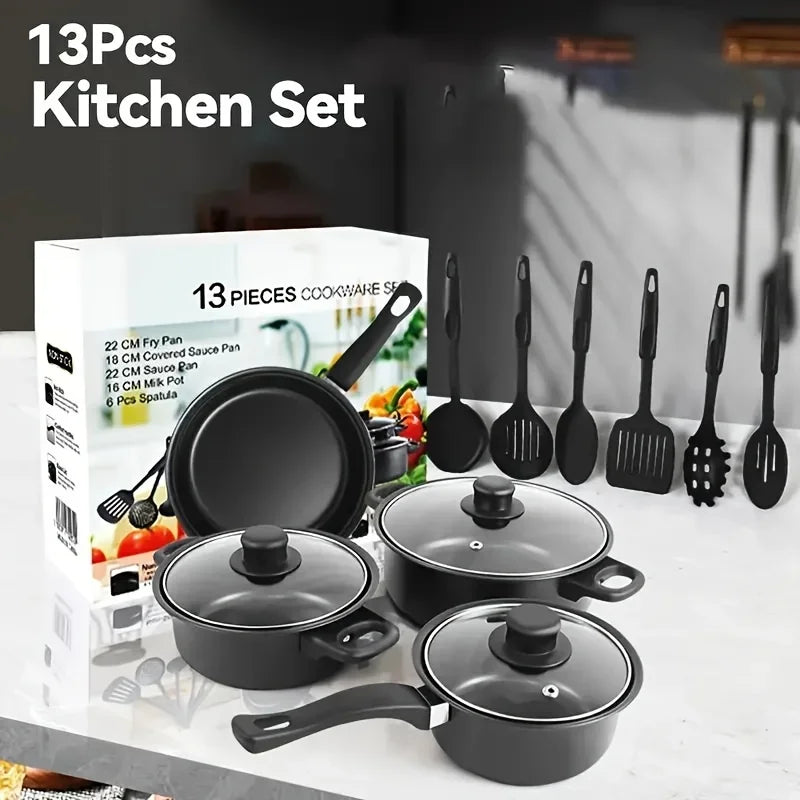 AEHOME 13 Piece Nonstick Cookware Set Induction Compatible Pot Pan