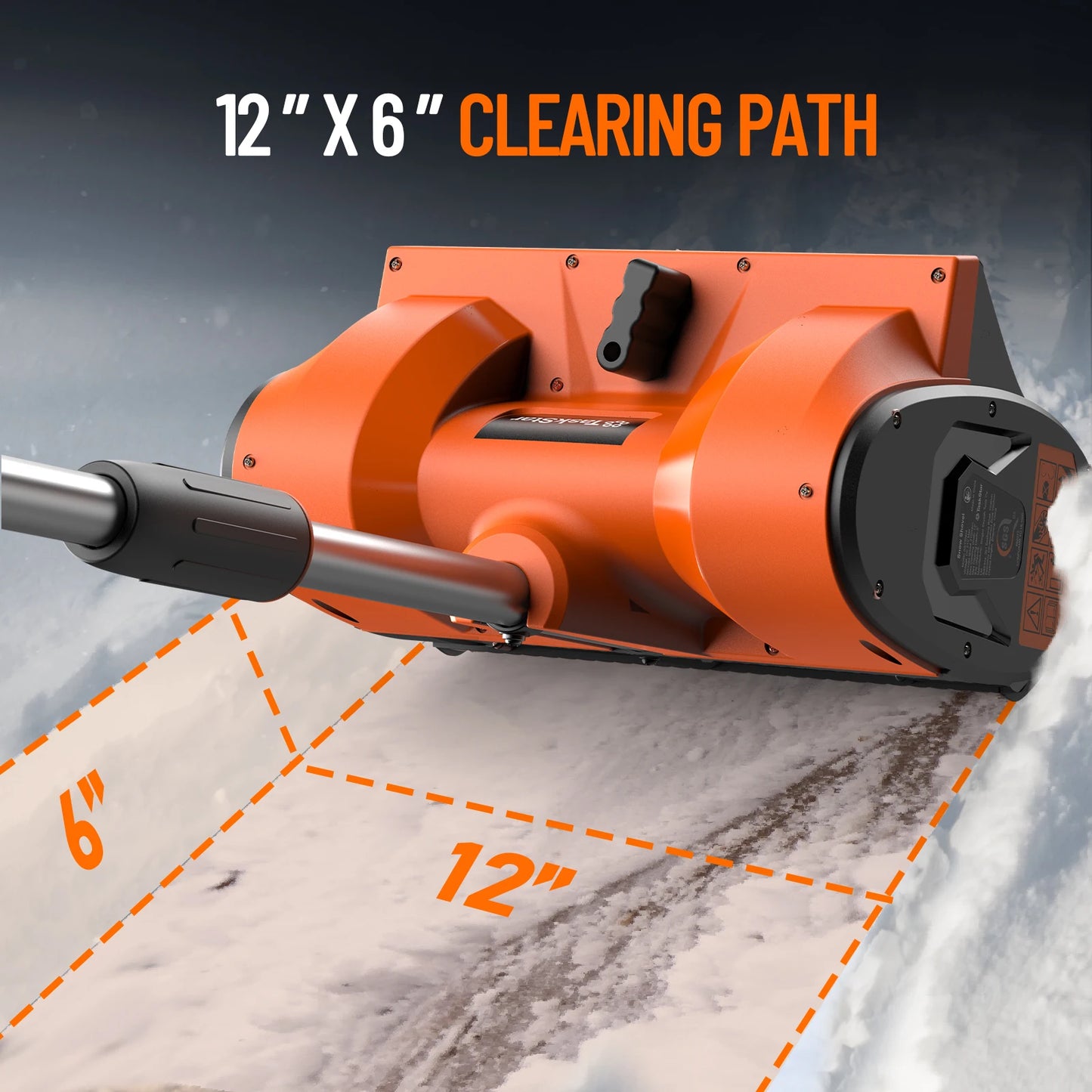 TaskStar Cordless Snow Sweeper 20V 2x4000mAh Rechargeable Battery Powered Snow Shovel Garden Cleaning Tool w/LED Light For Night