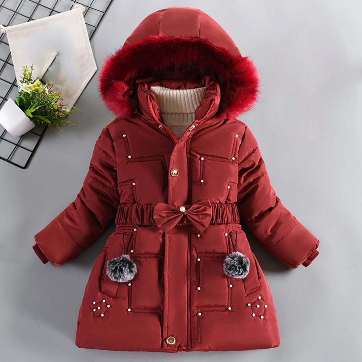 Kids Unisex Fleece-Lined Hooded Sweatshirt Winter Warmth