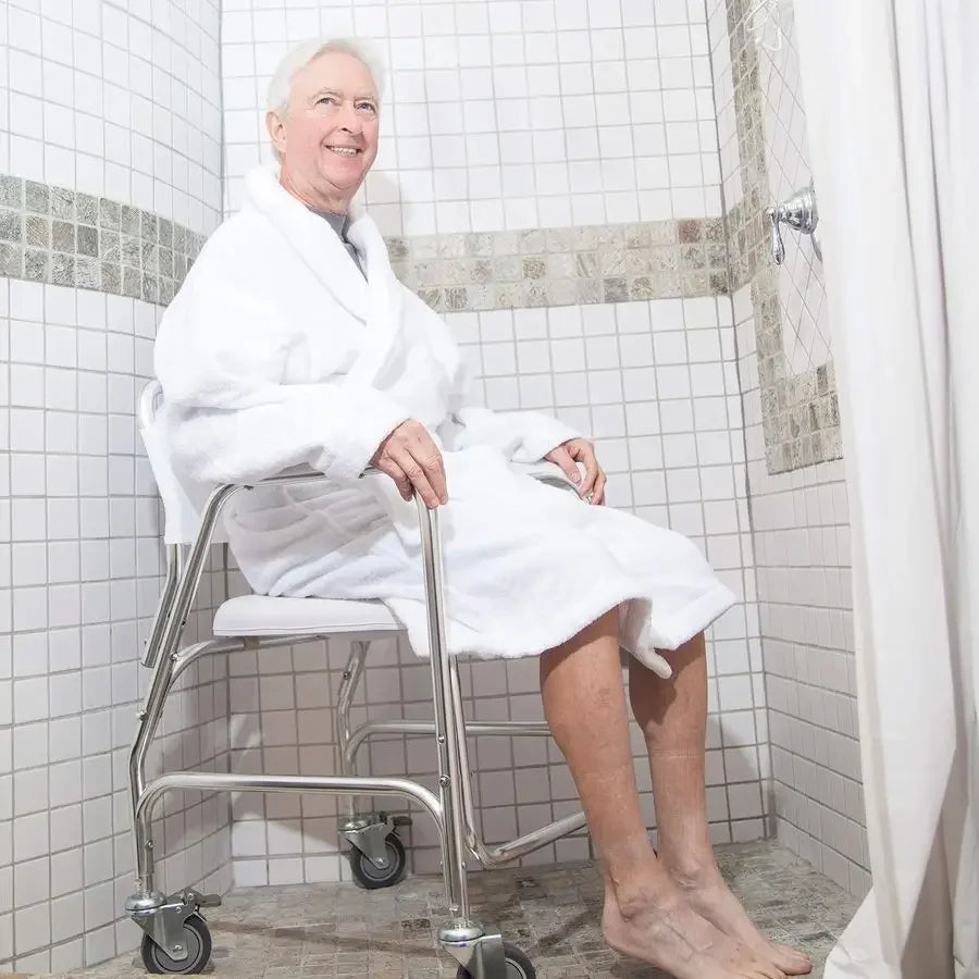 XMSJ Rolling Shower Chair Commode Transport Wheelchair