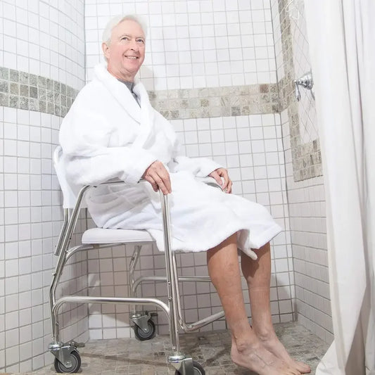 XMSJ Rolling Shower Chair Commode Transport Wheelchair