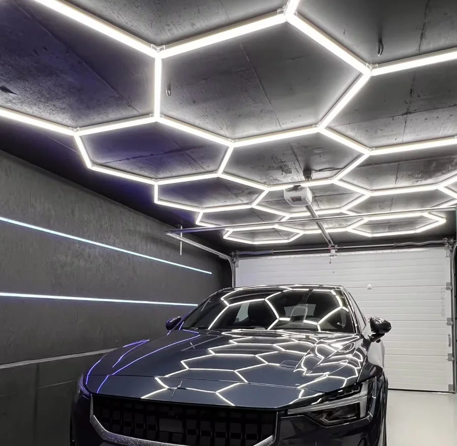 Hexagon LED Garage Light Honeycomb Ceiling For Detailing Shops