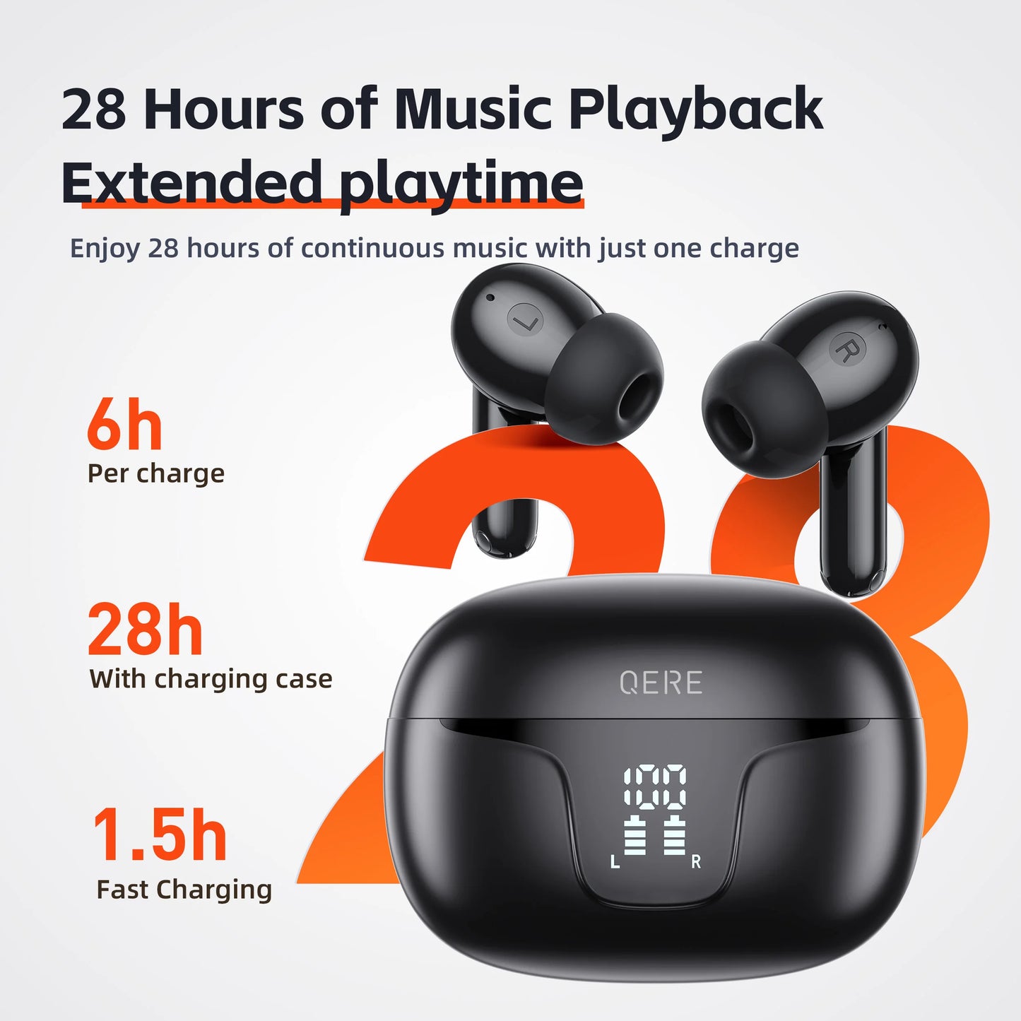 QERE Wireless Earbuds TWS 5.3 Bluetooth ANC Noise Cancellation