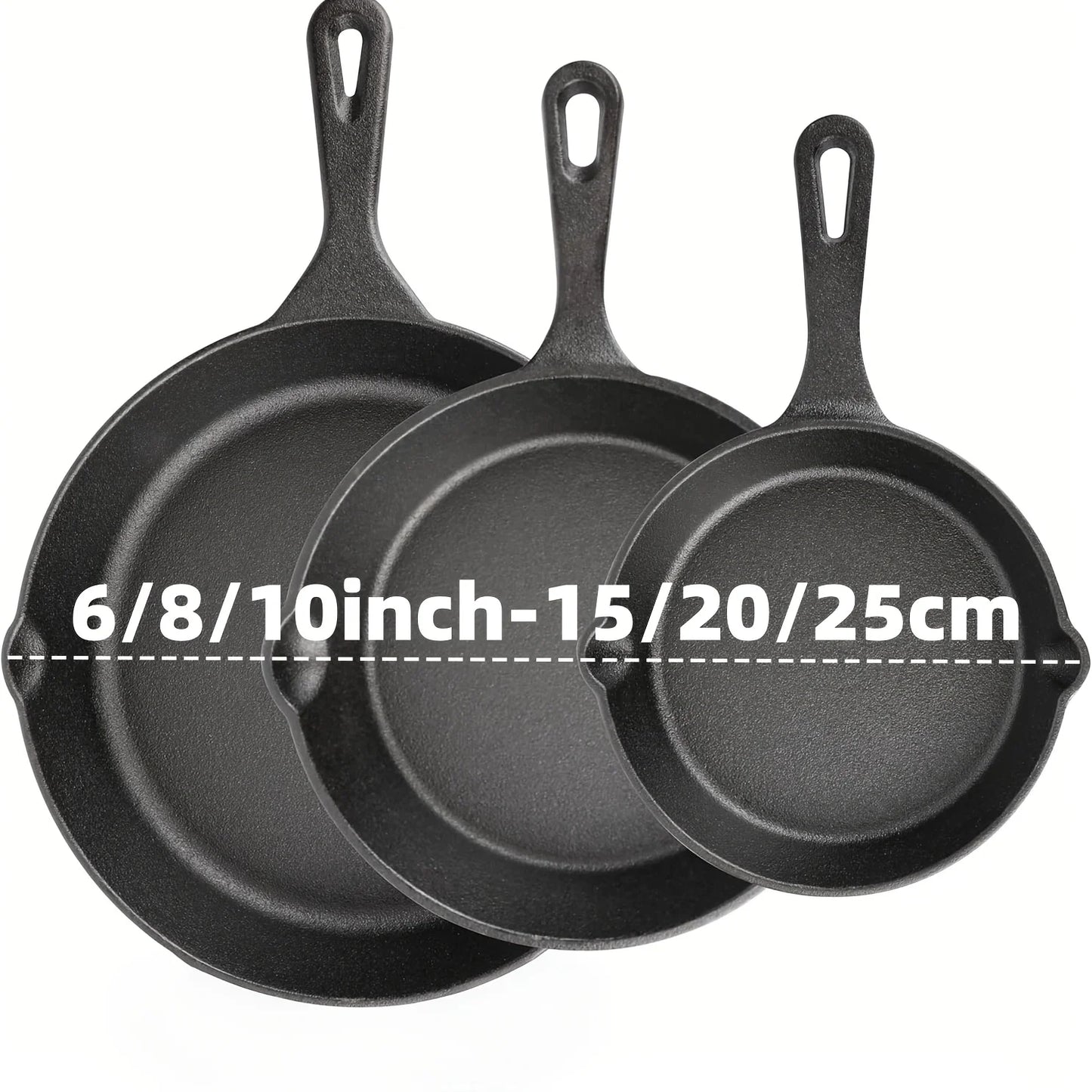 AEDG Cast Iron Skillet Set Three Piece Preseasoned Pans