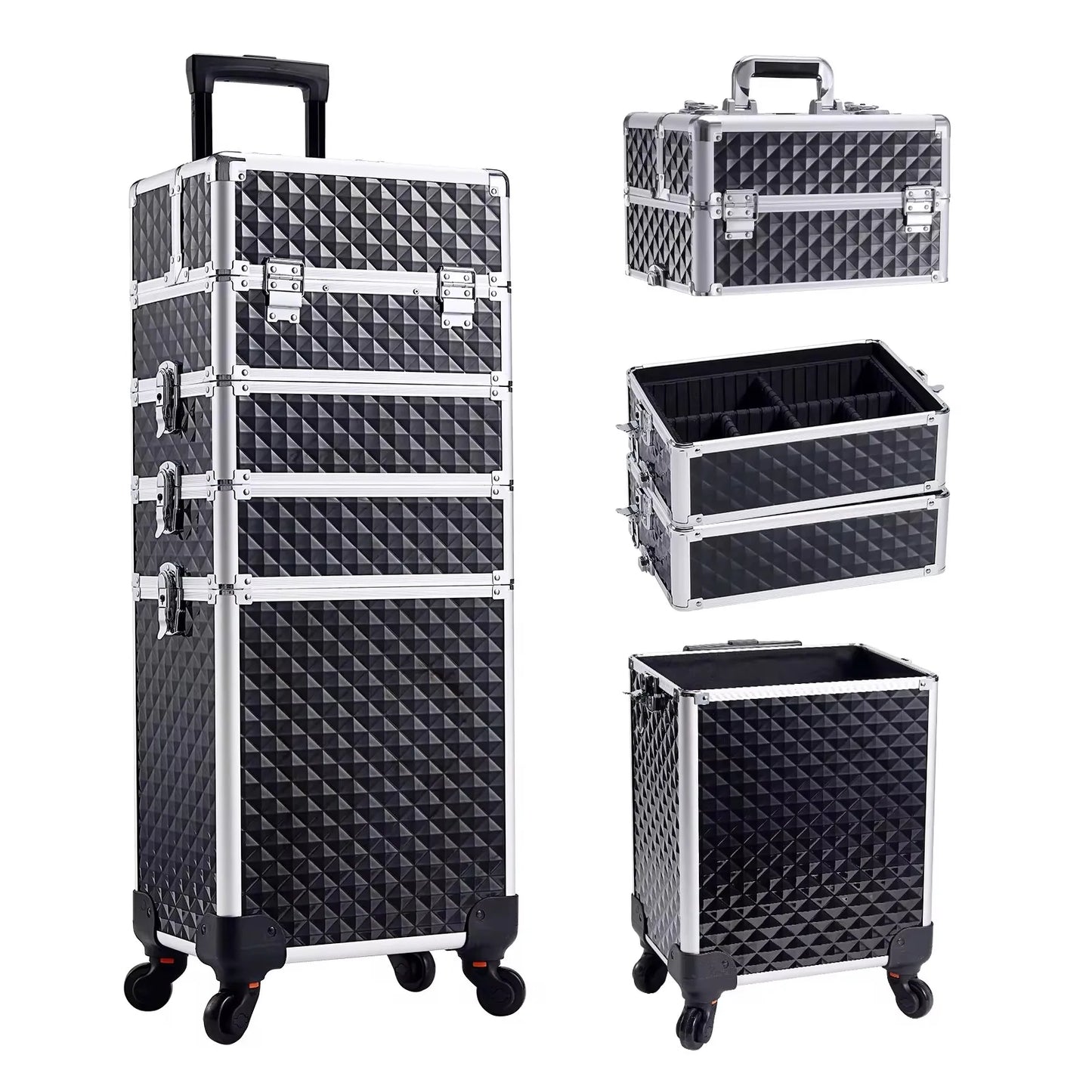 Maxulene Makeup Trolley Case 4 In 1 Detachable Alloy On Wheels