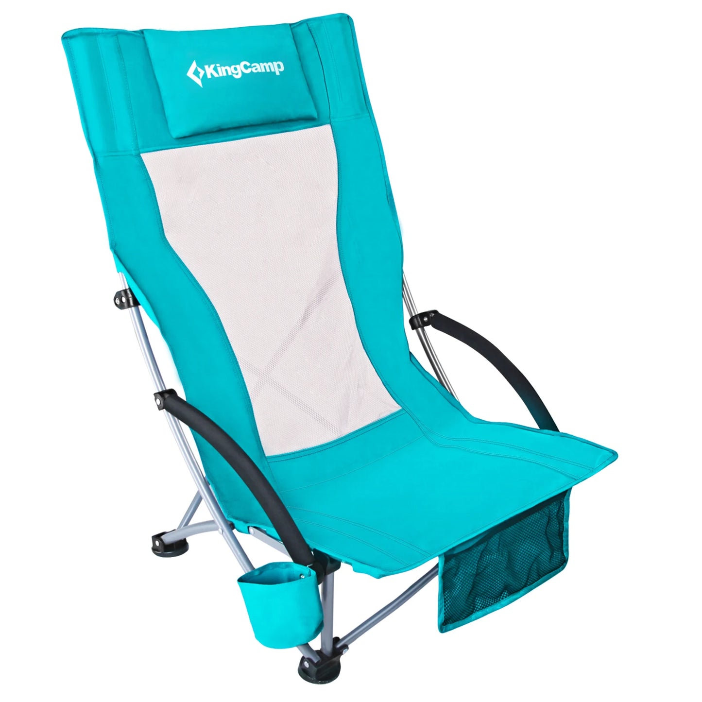 KingCamp High Back Beach Chair With Padded Armrests Cup Holder