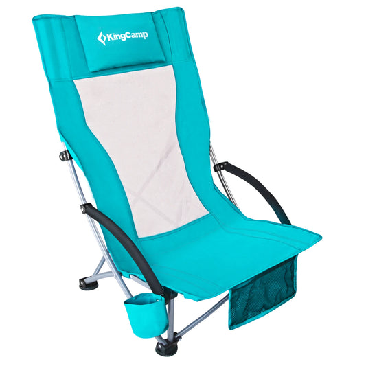 KingCamp High Back Beach Chair With Padded Armrests Cup Holder