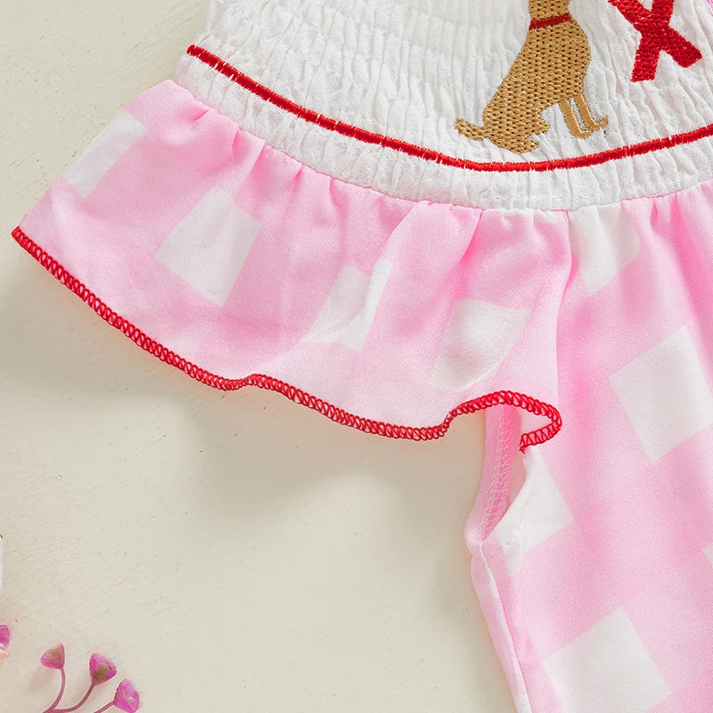 Toddler Girl Sleeveless Plaid Floral Print A Line Dress