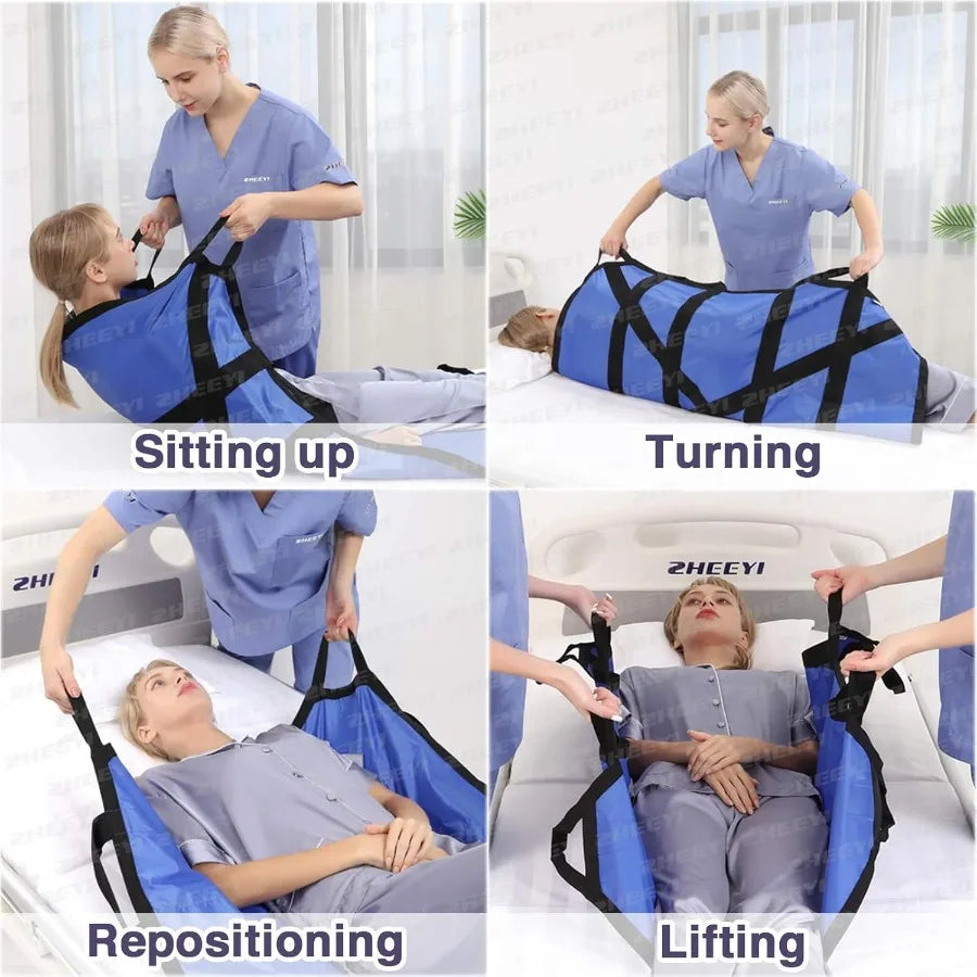 Bed Positioning Pad With Reinforced Handles For Patient Transfer