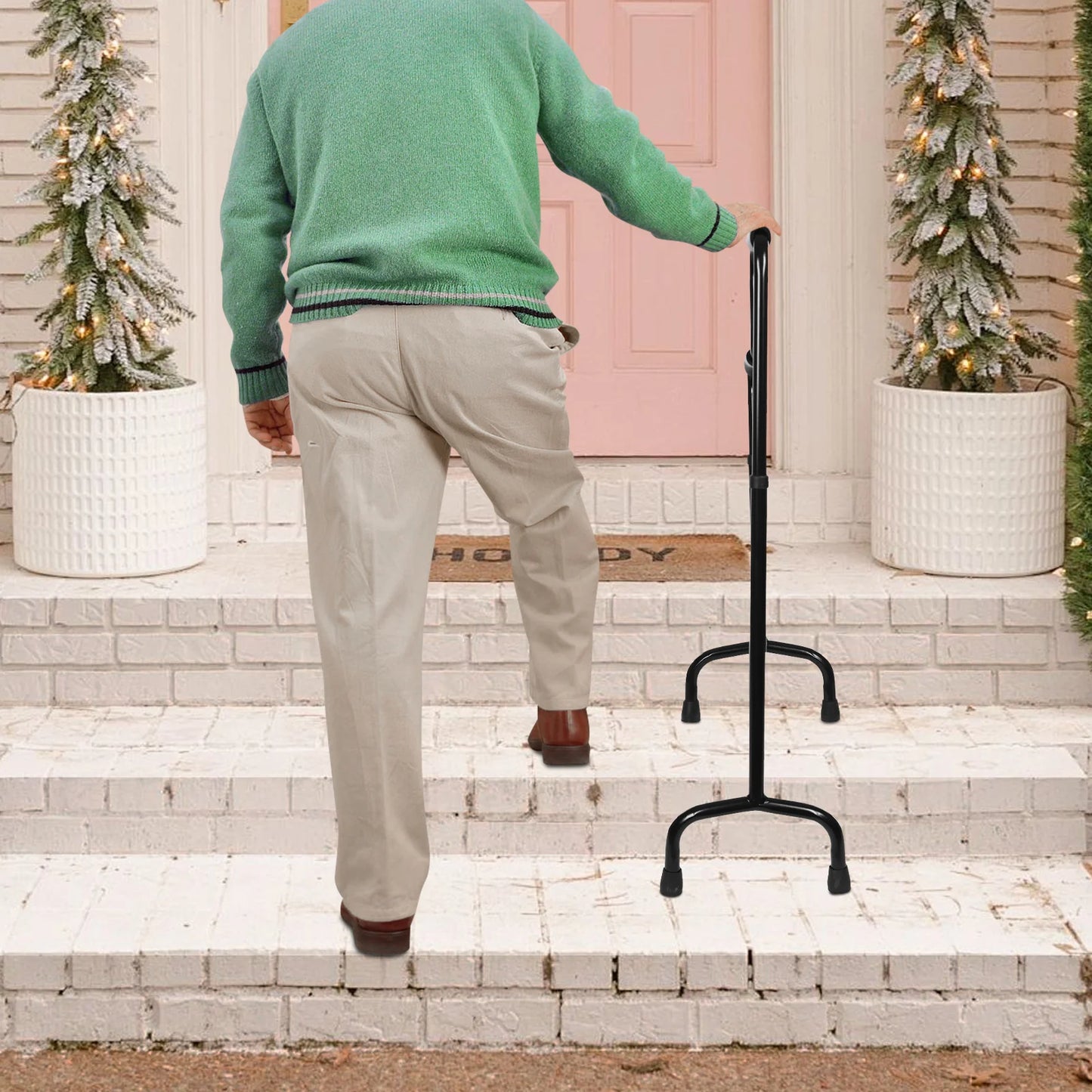 Stair Climbing Cane With Adjustable Height Non Slip Walking Stick