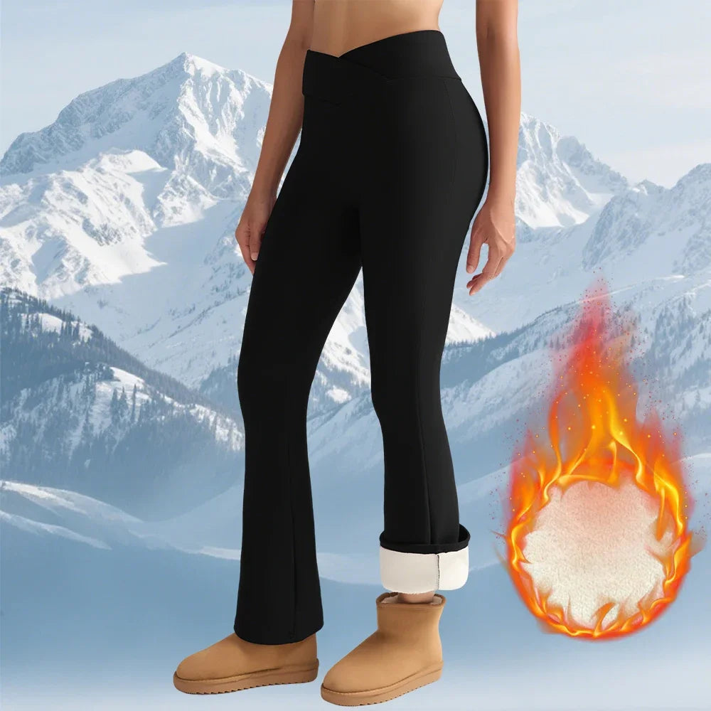 Thermal Fleece Leggings Women High Waist Tummy Control Knit